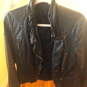 Free People black vegan leather moto jacket